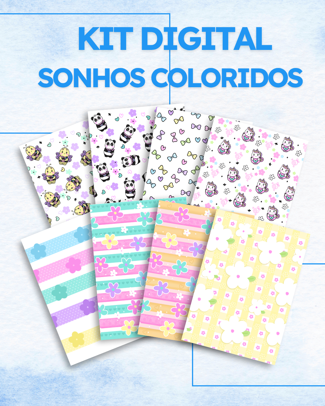 Kit de Papéis Digitais Sonhos Coloridos